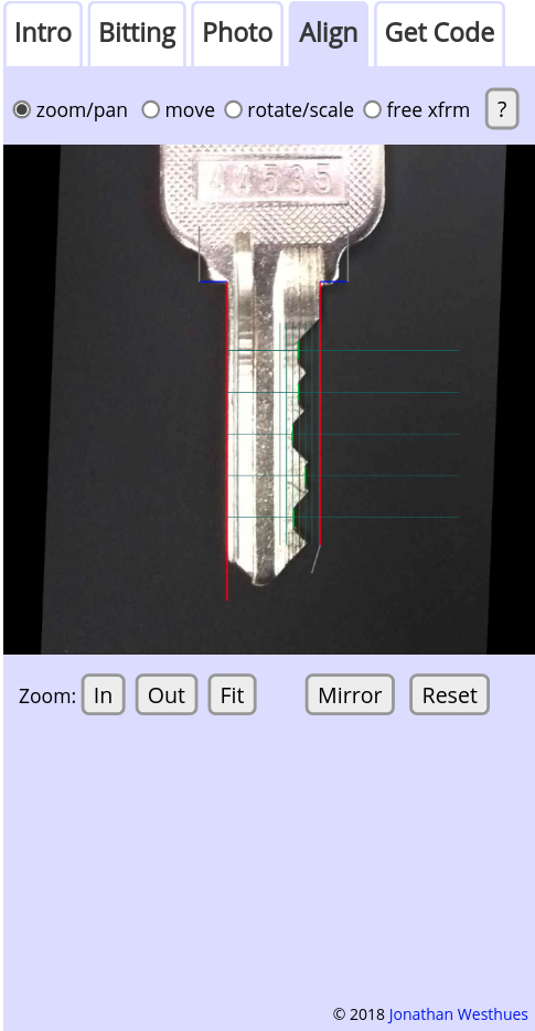 Measuring pin dinstance with example key from https://cq.cx/key.html